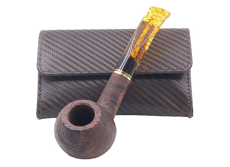 Chacom brown sandblast 9mm + θηκη καπνου καφε